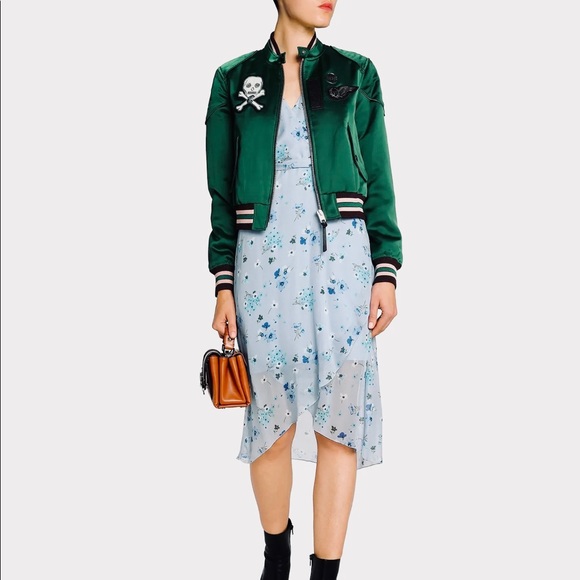 COACH Leather-trimmed appliquéd satin bomber - Picture 4 of 7